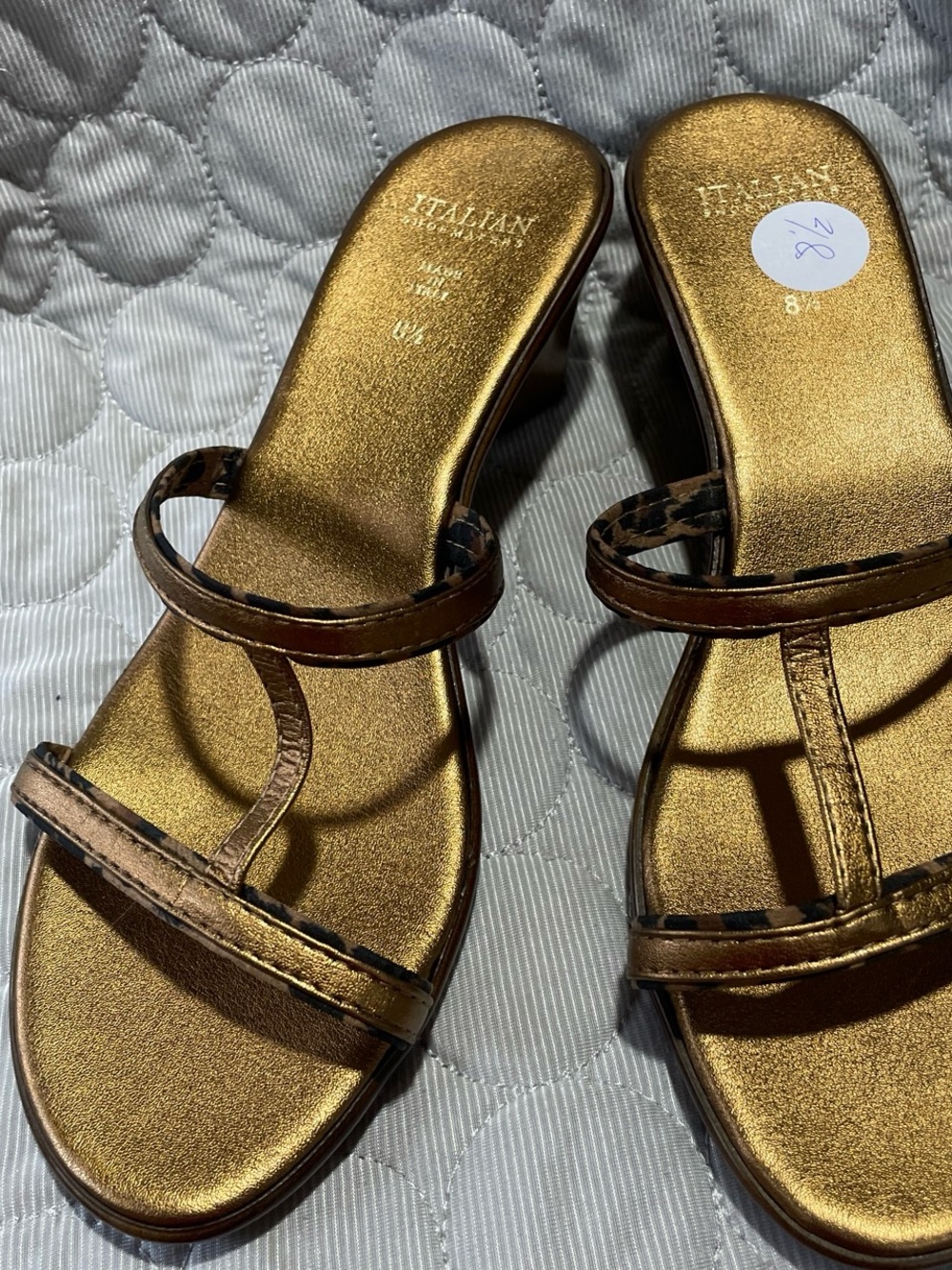 Italian Shoemakers Metallic Gold Strappy Slide Sandals